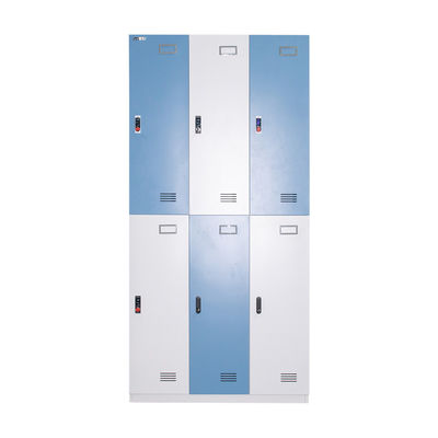 RAL Color Metal Gym Lockers With Cam Handle Lock 6 Door Metal Wardrobe Lockers